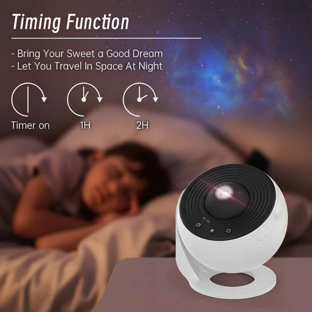 360° Galaxy Star Projector Night Light – LED Light Simulating a Starry Sky for Bedroom Decoration
